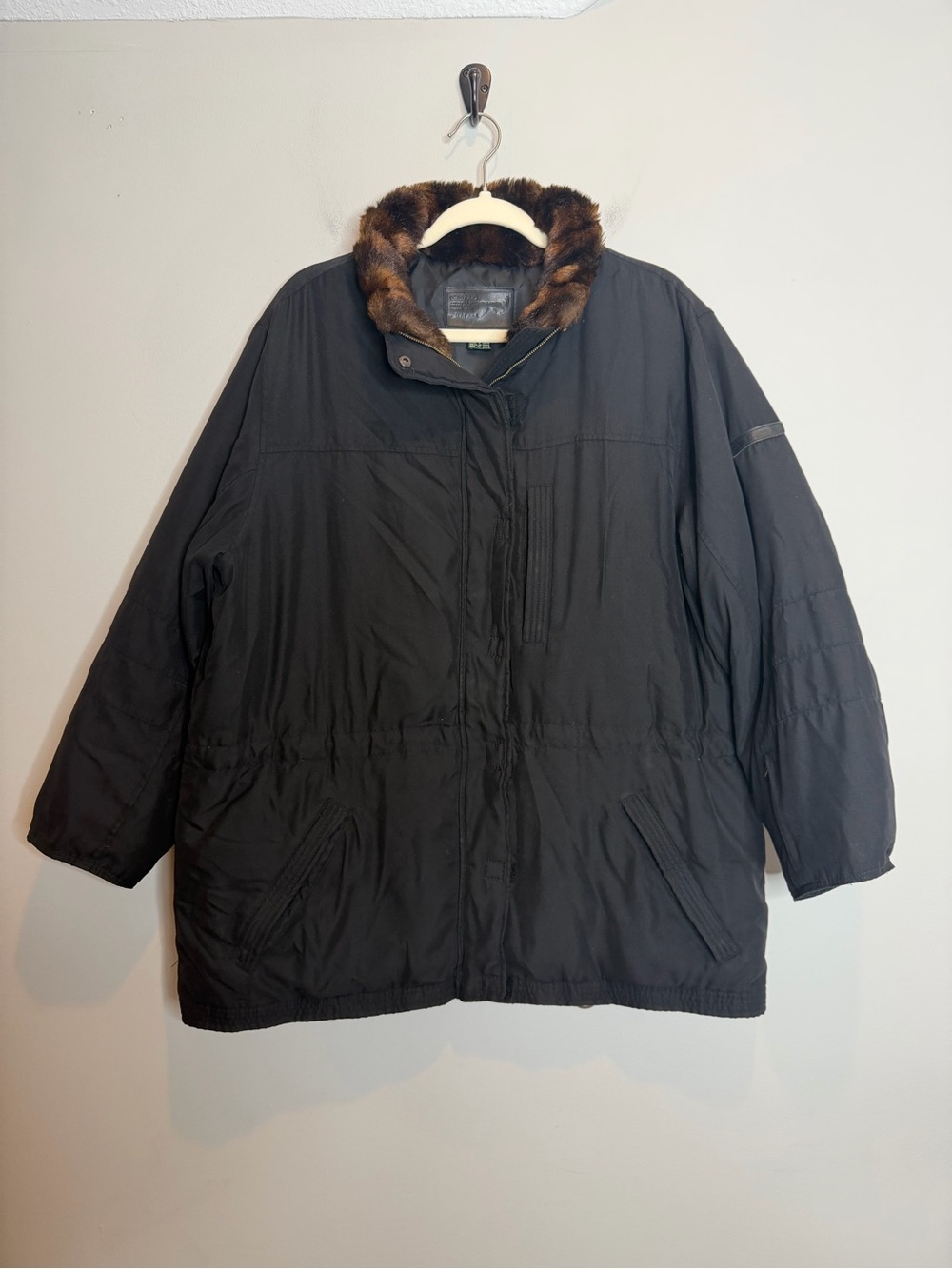 Lauren Ralph Lauren LRL Ski Black Down Coat Womens L Faux Fur Collar Vintage